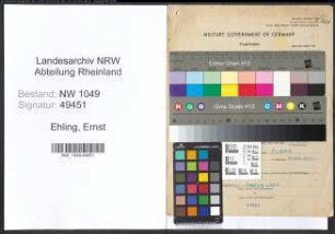 Entnazifizierung Ernst Ehling , geb. 08.03.1903 (Milchkontrolleur)