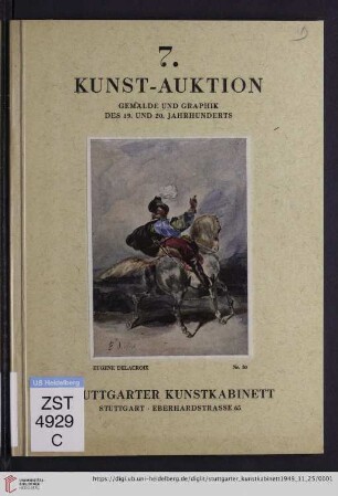 Nr. 7: Kunst-Auktion: Gemälde, Plastik, Graphik, Handzeichnungen, Aquarelle, Kunstliteratur