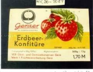 Etikett für "Erdbeer-Konfitüre"