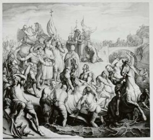 Friedrich Barbarossa's Tod : Friedrich Barbarossa's Tod. Radierung und Kupferstich; 69 x 87,3 cm. 1857
