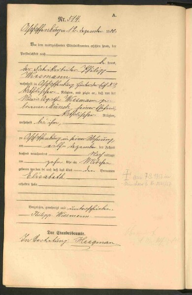 Standesamtsbuch der Stadt Aschaffenburg: Geburten 365/1900 - 184/1901