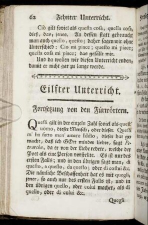 Eilfter Unterricht. - Fünfzehnter Unterricht.