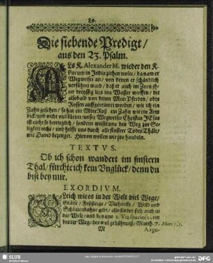 Die siebende Predigt, aus den 23. Psalm