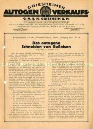 Autogenes Schneiden von Gusseisen