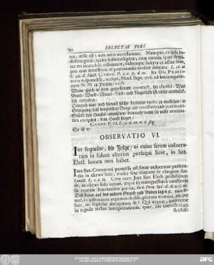 Observatio VI. Ius sequelae, die Folge, vi cuius seram vulneratam in solum alterius persequi licet, in Sax. Elect. locum non habet.