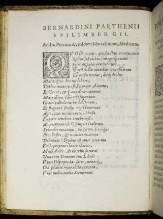 Bernardini Parthenii Spilimbergii. Ad Io. Petrum Ayroldum Marcellinum, Medicum