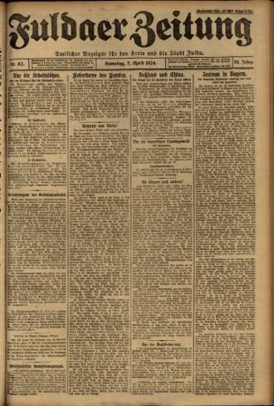 Erste Ausgabe vom Samstag, den 05. April 1924.