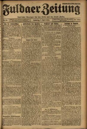 Erste Ausgabe vom Samstag, den 05. April 1924.