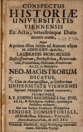 Conspectus Historiae Universitatis Viennensis