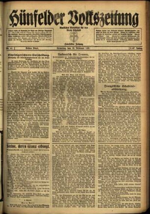 Erste Ausgabe vom Samstag, den 19. Februar 1921.