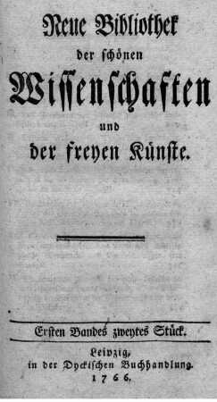 Ersten Bandes zweytes Stück