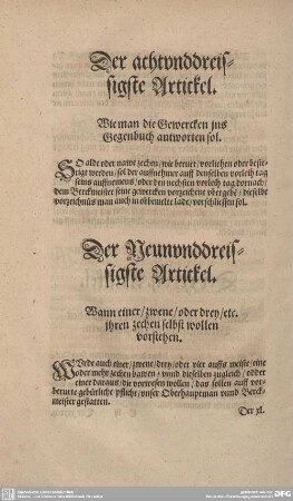 Der achtunddreissigste Artickel. Wie man die Gewercken ins Gegenbuch antworten sol.