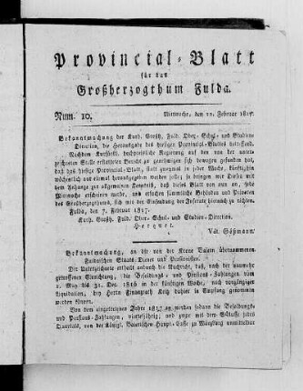 Num. 10, Ausgabe vom 12. Februar 1817