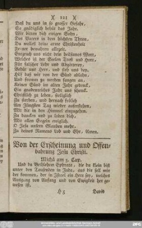 Von der Erscheinung und Offenbahrung Jesu Christi.