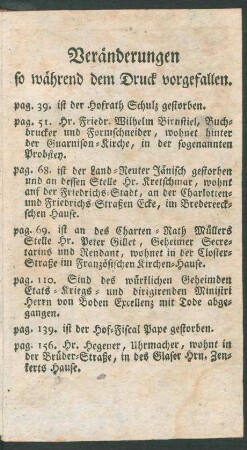 Veränderungen so während dem Druck vorgefallen