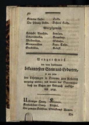 Verzeichniß der dem Landmann bekanntesten Stein und Erdarten ...