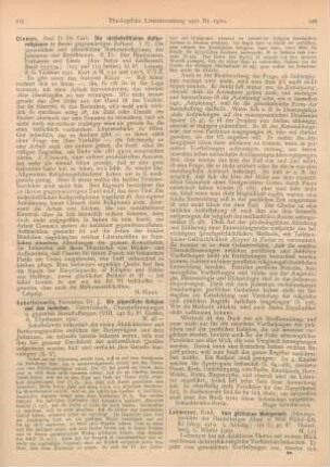 225 [Rezension] Clemen, Carl, Die nichtchristlichen Kulturreligionen in ihrem gegenwärtigen Zustand. 2 Tle