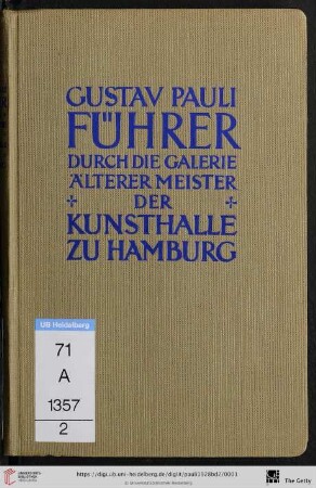 2: Führer durch die Galerie der Kunsthalle zu Hamburg: Die älteren Meister