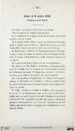 Séance du 6 octobre 1856