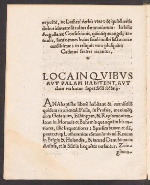 Loca In Quibus Aut Palam Habitent, Aut clam versentur supradicti sectarii.