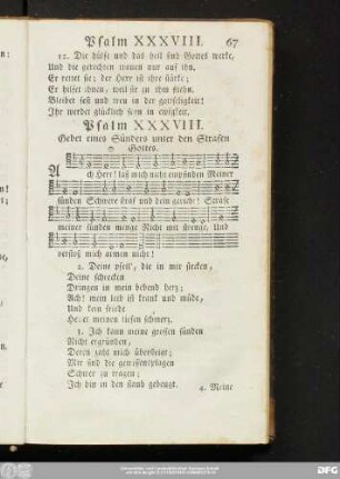 Psalm XXXVIII. Gebet eines Sünders unter den Strafen Gottes.