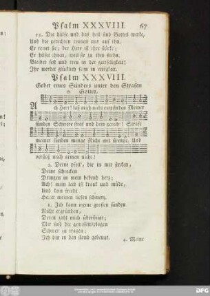Psalm XXXVIII. Gebet eines Sünders unter den Strafen Gottes.