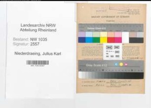 Entnazifizierung Julius Karl Niederdraeing , geb. 08.11.1894 (Kaufmaennischer Angestellter)