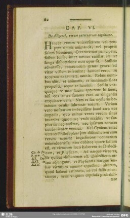 Cap. VI. De diligenti, rerum externarum cognitione