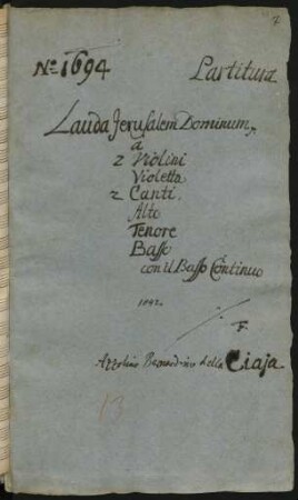 Lauda Jerusalem; V (5), strings, bc; F-Dur