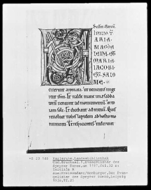 Evangelistar des Speyrer Domes — Initiale M(aria Magdalena), Folio 32recto