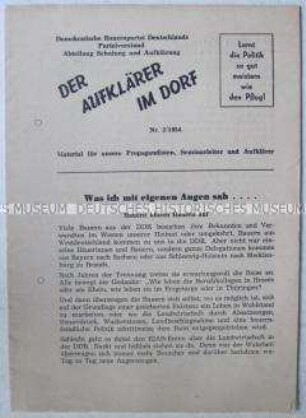 Flugschrift der DBD aus der Reihe "Der Aufklärer im Dorf" mit einem Vergleich der Lage der Bauern in BRD und DDR