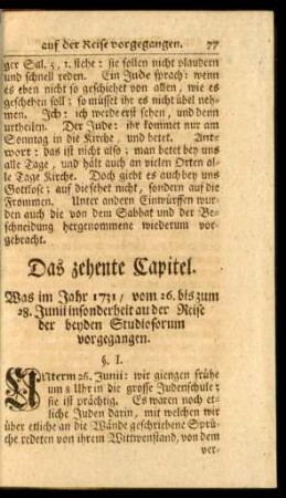 Das zehente Capitel. Was im Jahr 1731, vom 26. bis zum 28. Junii ... vorgegangen.