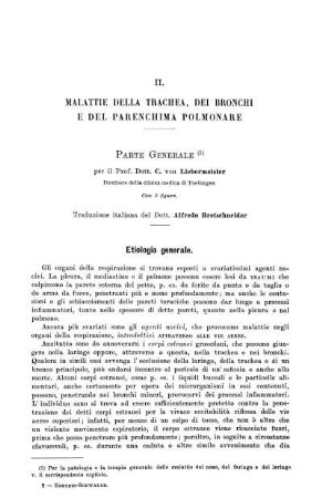 II. Malattie della trachea, dei bronchi e del parenchima polmonare