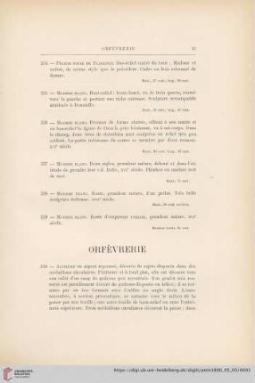 Orfèvrerie (Nr. 340 - 373)