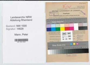 Entnazifizierung Peter Mann, geb. 01.06.1896 (Bankinspektor)