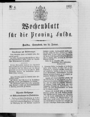 Nr. 4, Ausgabe vom 24. Januar 1857