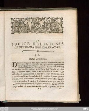 De Iudice Religionis In Germania Non Toleratae.