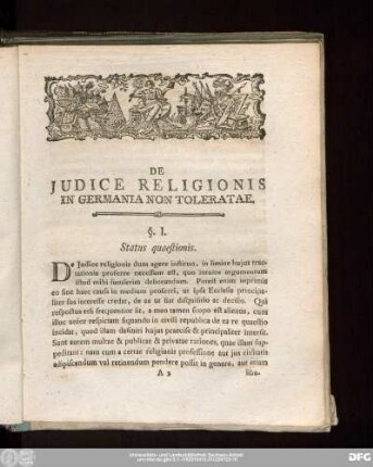 De Iudice Religionis In Germania Non Toleratae.