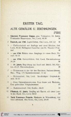 Alte Gemälde u. Zeichnungen (Nr. 1-36)