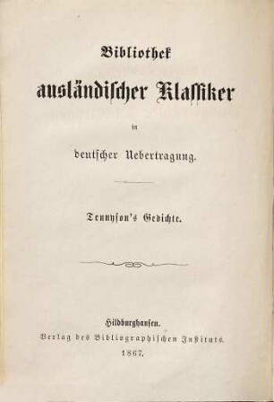 Alfred Tennyson's ausgewählte Dichtungen
