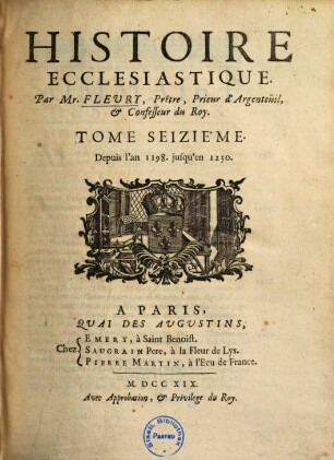 Histoire ecclésiastique, 16. Depuis l'an 1198. jusques à l'an 1230