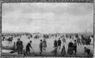 Winterlandschaft mit Eisläufern und Schlitten bei Kampen