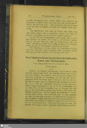 Das Urheberrecht auf dem Gebiete der bildenden Kunst und Photographie