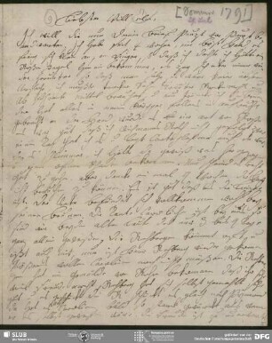 Eigenh. Brief von Johanna Christiane Erdmuthe Schlegel an August Wilhelm von Schlegel, Hannover, 29.07.1791