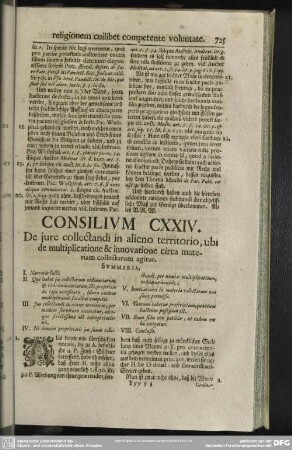 Consilium CXXIV. De jure collectandi in alieno territorio, ubi de multiplicatione & innovatione circa materiam collectarum agitur