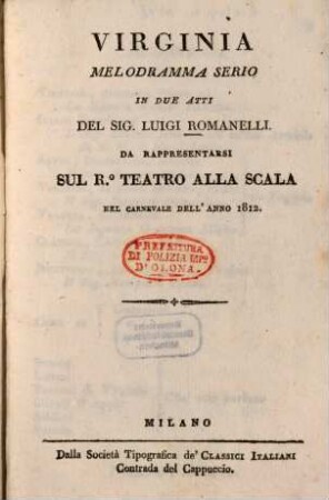 Virginia : Melodramma serio in 2 atti