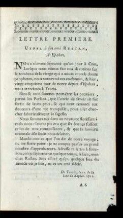 Lettre Premiere. - Lettre CLXI.