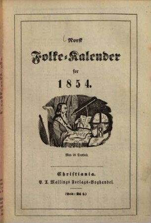 Norsk Folke-Kalender, 1854
