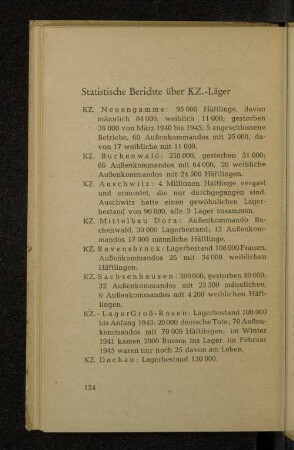 Statistische Berichte über die KZ.-Läger