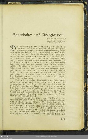 Sagenhaftes und Aberglauben